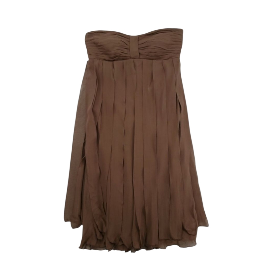Sangria Strapless Chocolate Brown Chiffon Dress With Lining Underneath Size 10